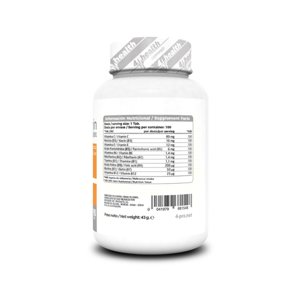 4-PRO_Vitamin_B-Complex_90_Tabs_Facts Vitamin B Complex 90 Tabs