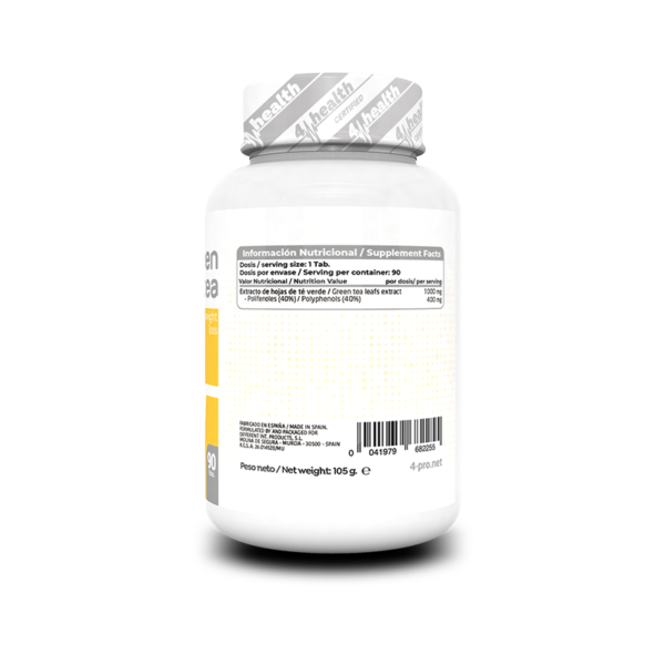 4-PRO_Green_Tea_90_Tabs_Facts Te Verde 1000 mg 90 Tabs