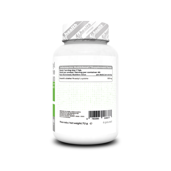 4-PRO_N-Acetyl_Cysteine_600_mg_60_Tabs_Facts N-Acetil L-Cisteina 600 mg 60 Tabs