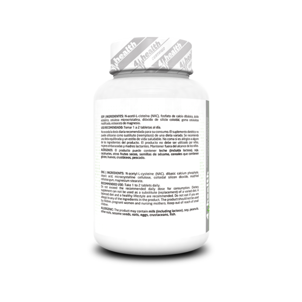 4-PRO_N-Acetyl_Cysteine_600_mg_60_Tabs_Ingredients N-Acetil L-Cisteina 600 mg 60 Tabs
